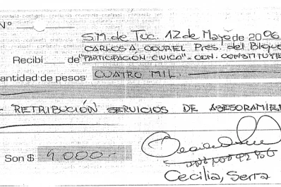 Una convencional firmó recibos por servicios de asesoramiento
