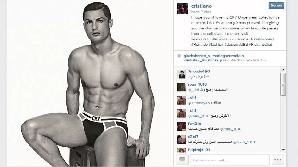 EXITOSO. Cristiano Ronaldo luce su cuerpo en ropa interior y suma miles de suscriptores. CAPTURA DE PANTALLA