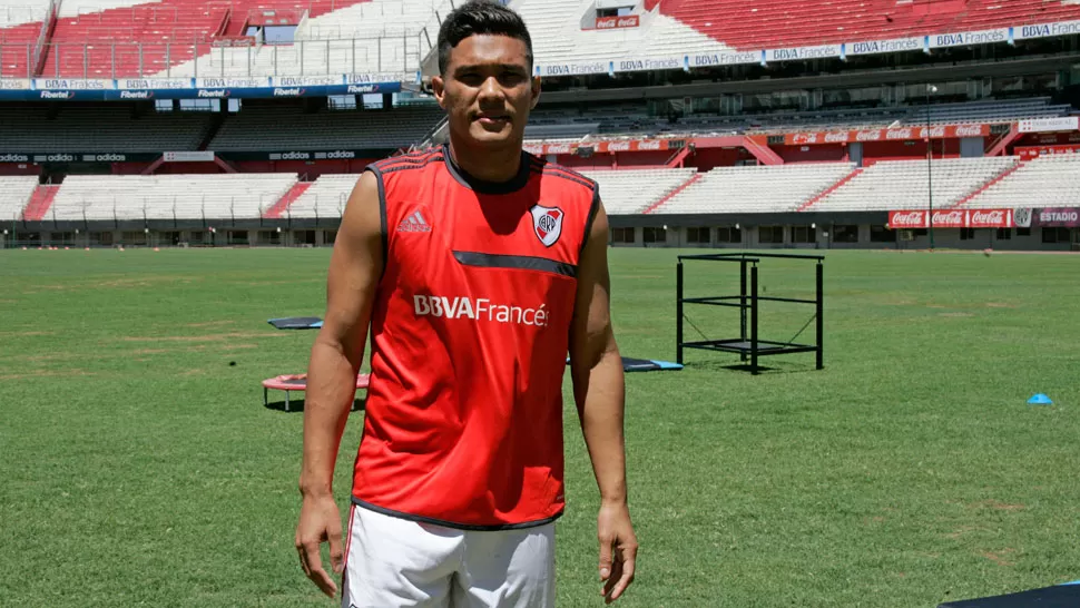 RECIEN LLEGADO. Teo entrenó hoy en el Monumental. DYN