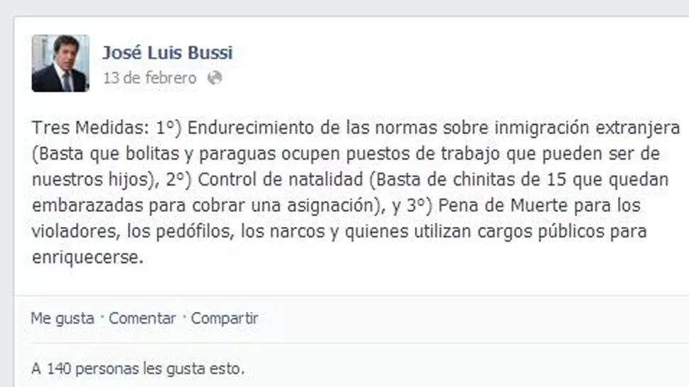 Organizaciones sociales denuncian a José Luis Bussi ante el Inadi