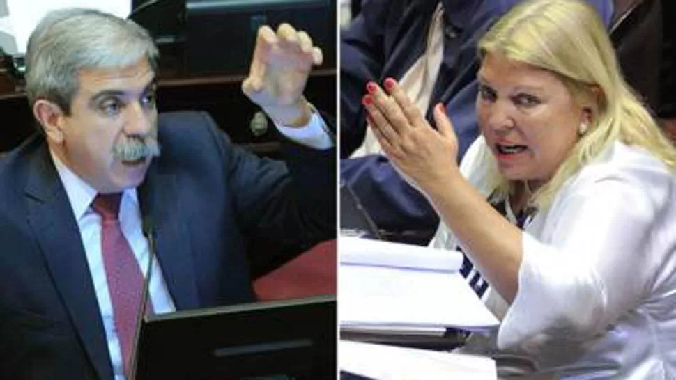 ENEMISTADOS. Aníbal Fernández y Elisa Carrió mantienen un viejo enfrentamiento. FOTO TOMADA DE PERFIL.COM