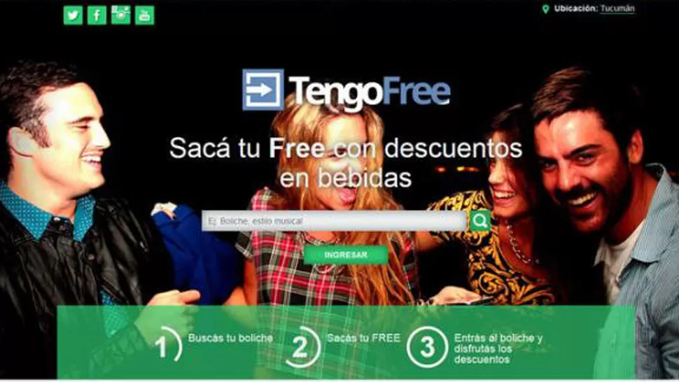 ASÍ ES TENGOFREE. Permite obtener entradas y bebidas gratis, y geolocalizar boliches, entre otras cosas. LA GACETA/ FOTO DE ANTONIO FERRONI