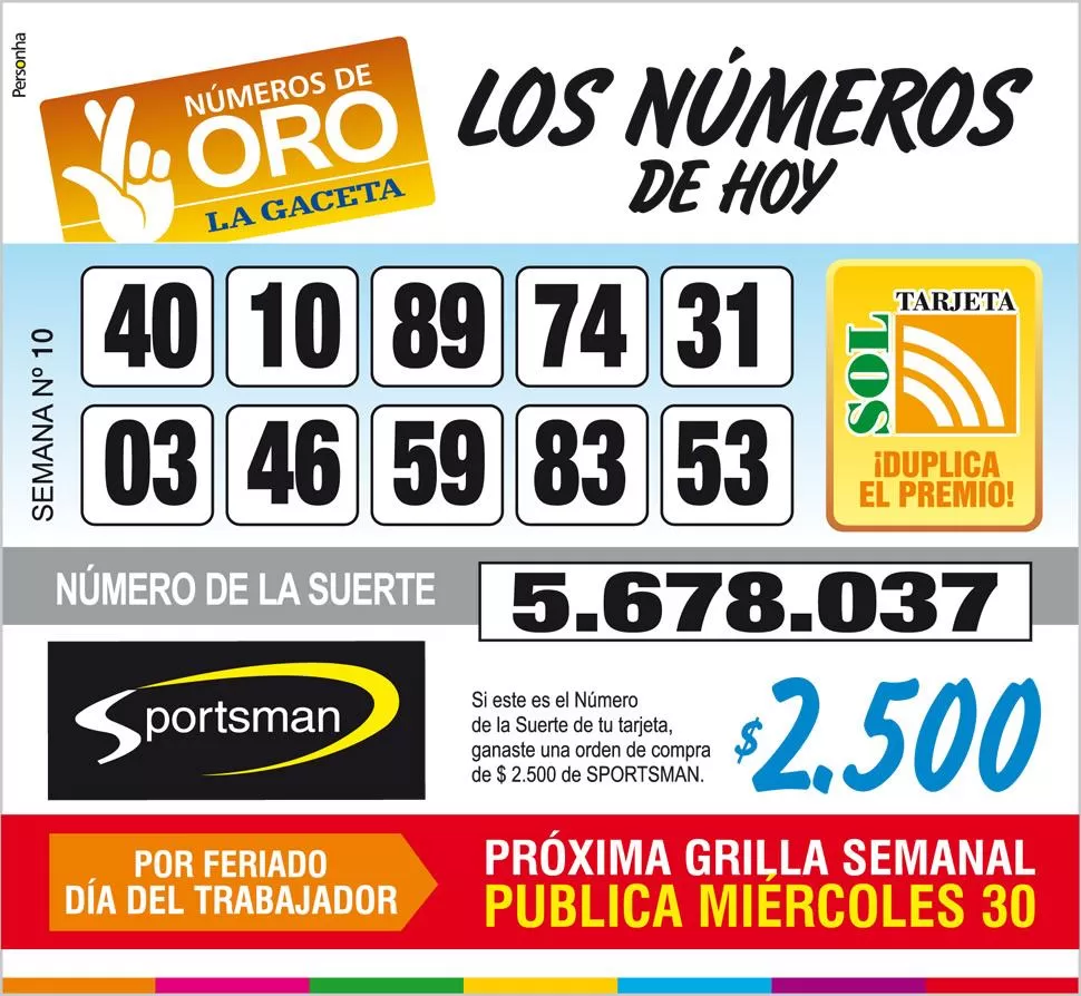 Los Números de Oro de LA GACETA