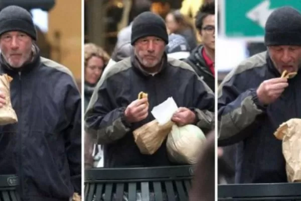 Como un linyera, Richard Gere revisa la basura