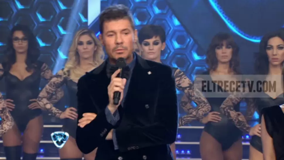 TRISTE. Tinelli hizo la presentación sin esbozar su clásica sonrisa. CAPTURA DE IMAGEN.