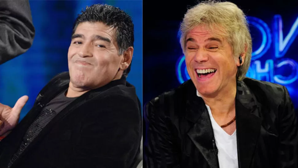 MARADONA - CASELLA. Un guiño especial. FOTO DE LARAZON.COM.AR