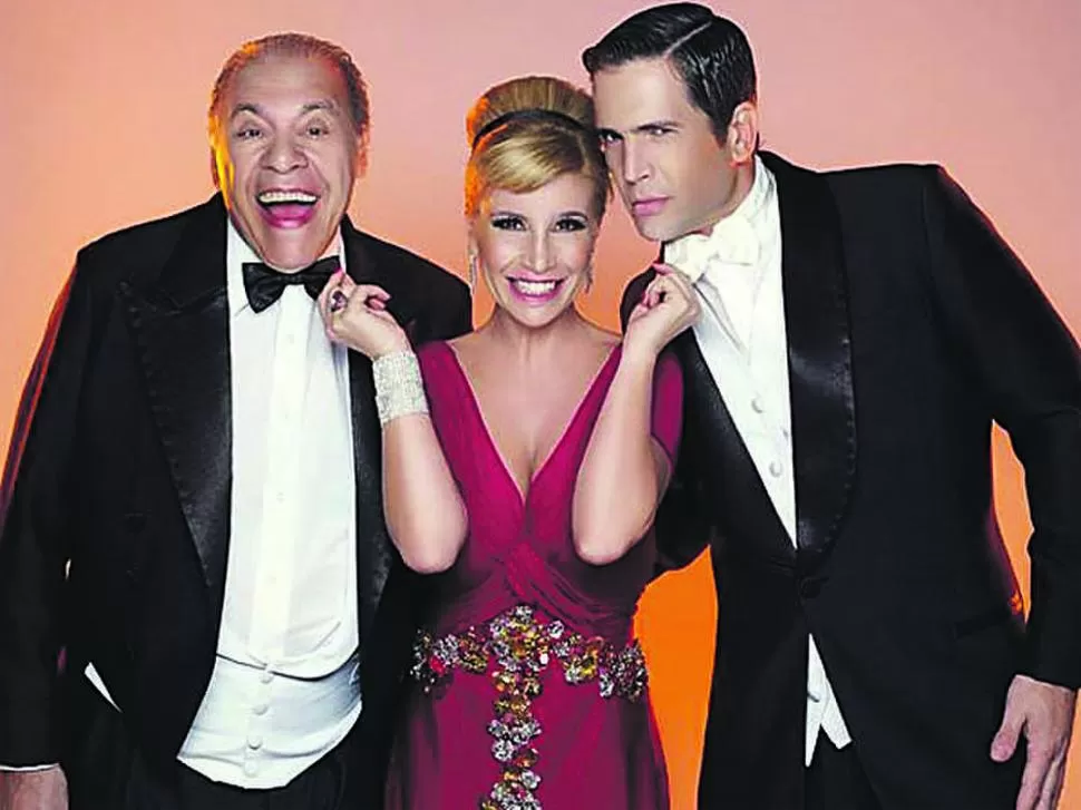 PROTAGONISTAS. Enrique Pinti, Florencia Peña y el galán Diego Ramos. 