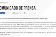 Tras la renuncia de Ramón Díaz, el comunicado de prensa de River