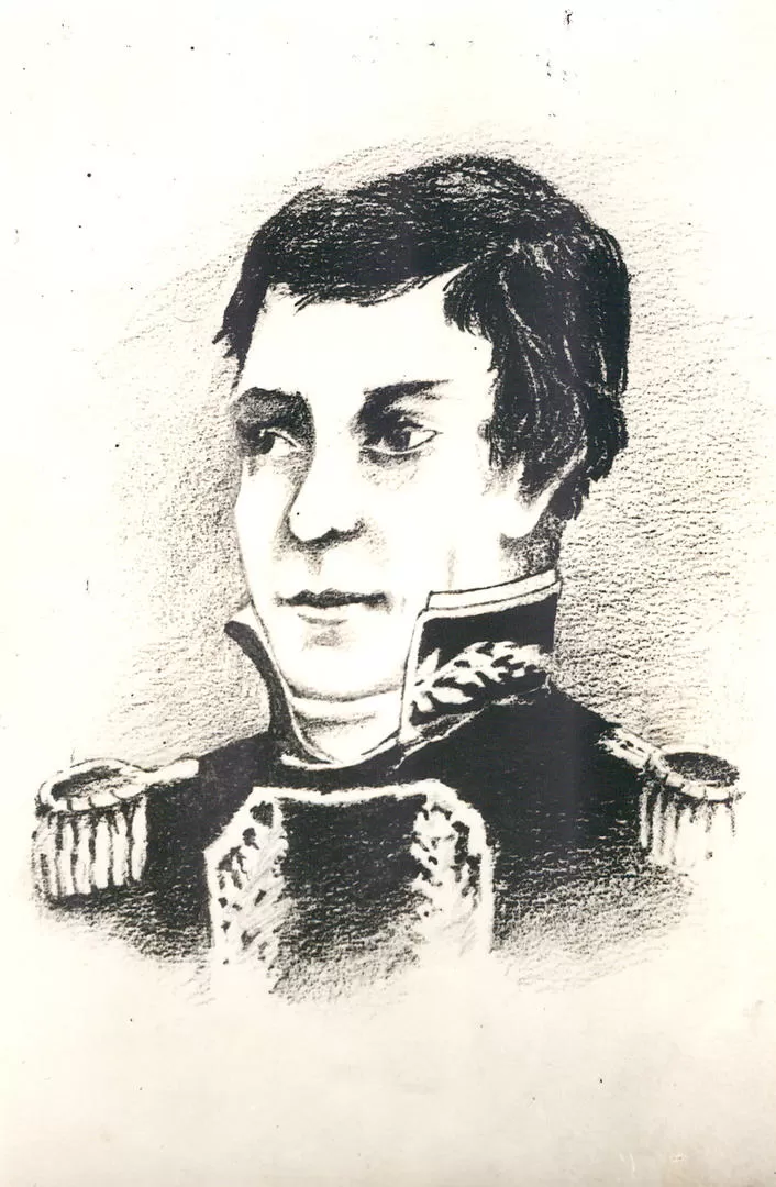 BERNABÉ ARÁOZ. Su rostro en un dibujo que publicó el diario “El Orden” en 1924. la gaceta / archivo