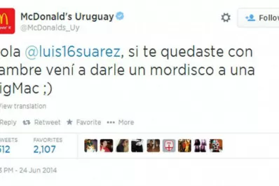 El insólito mensaje de McDonald's Uruguay a Luis Suárez
