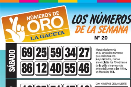 La grilla completa de los Números de Oro de la semana N° 20