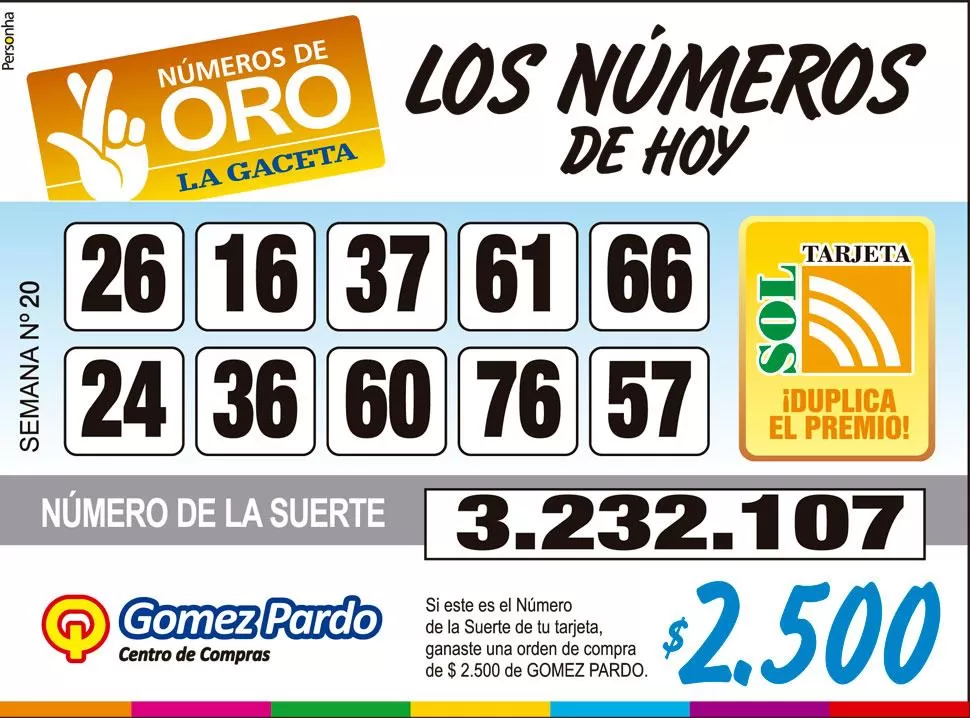 Los Números de Oro de LA GACETA