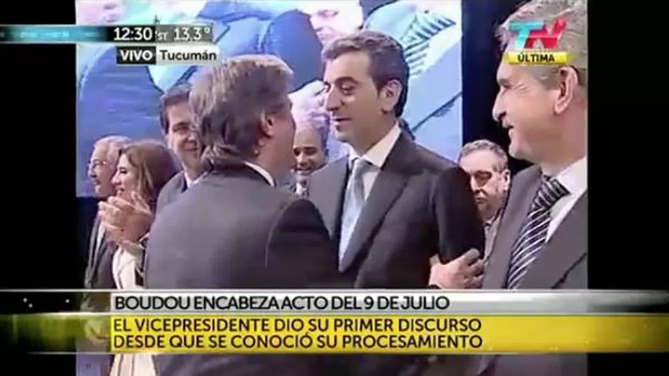 MOMENTO TENSO. Randazzo se mostró frío ante Boudou en Tucumán. FOTO TOMADA DE CLARIN.COM