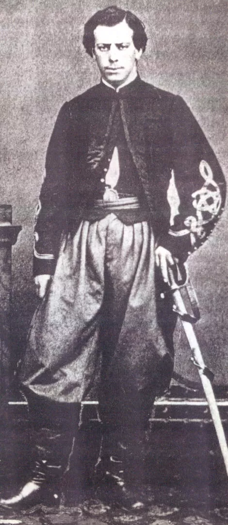 JULIO ARGENTINO ROCA. El futuro presidente a los 23 años, cuando era capitán del Regimiento 6 de Infantería de línea. la gaceta / archivo