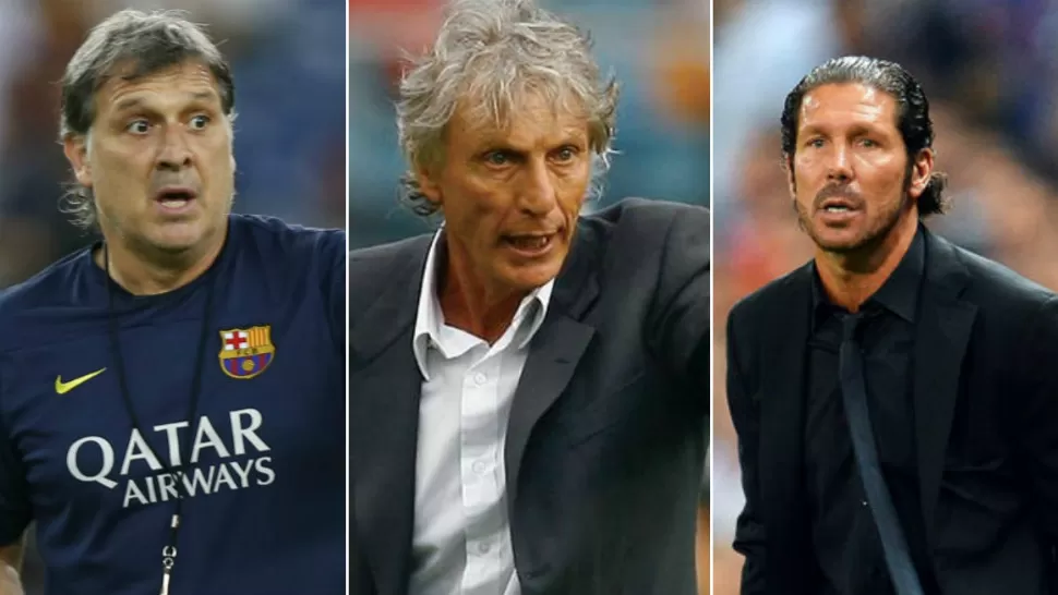 CANDIDATOS. El rosarino Gerardo Martino, el entrerriano José Pekerman y el bonaerense Diego Simeone son los técnicos con los que la AFA se reunirá en los próximos días para definir al sucesor de Alejandro Sabella, quien mañana confirmará oficialmente que no seguirá al frente del seleccionado argentino.