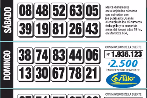 La grilla completa de los Números de Oro de la semana N° 23