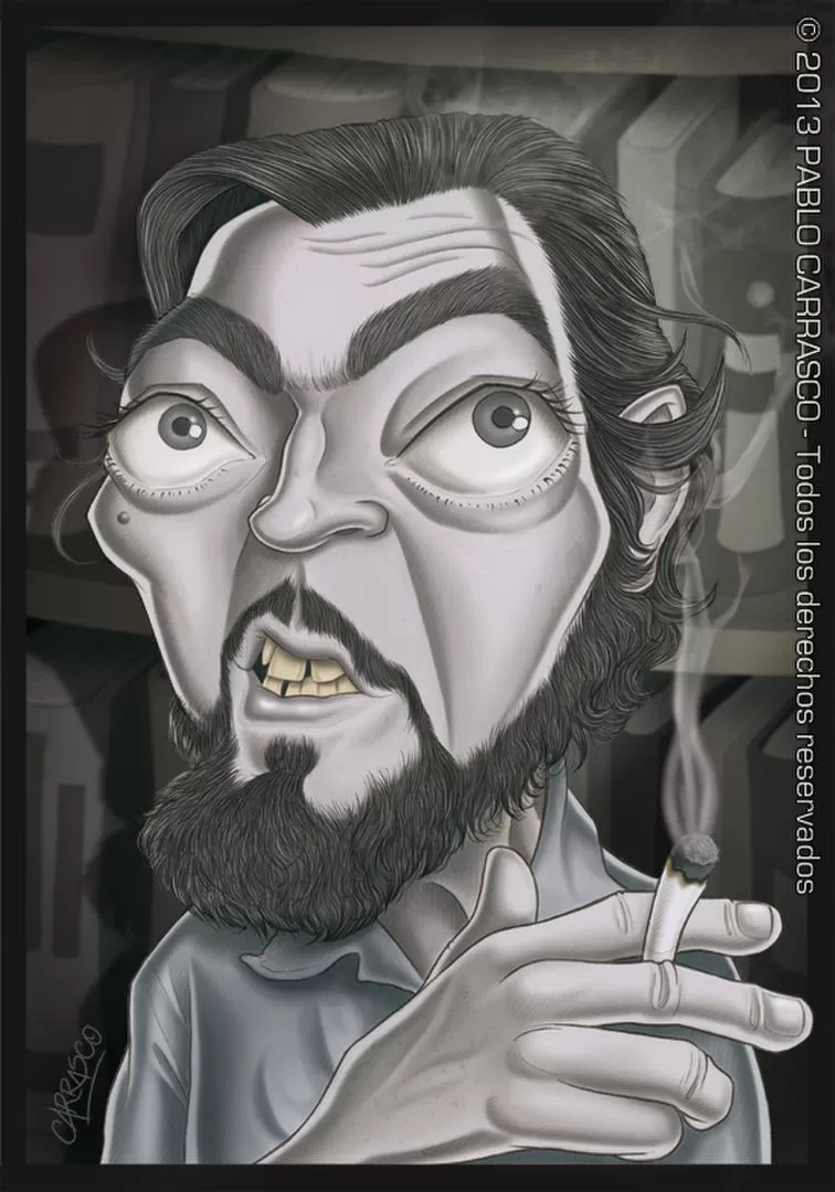 ESCRITOR Y RECONOCIDO TRADUCTOR. Una caricatura de Julio Cortázar creada por el artista Pablo Carrasco.  la gaceta / archivo