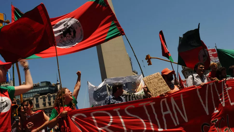 CAMPAÑA. El asesinato de Ferreyra desató una protesta nacional en reclamo de justicia. FOTO DE MNCI (MOVIMIENTO NACIONAL CAMPESINO INDÍGENA)