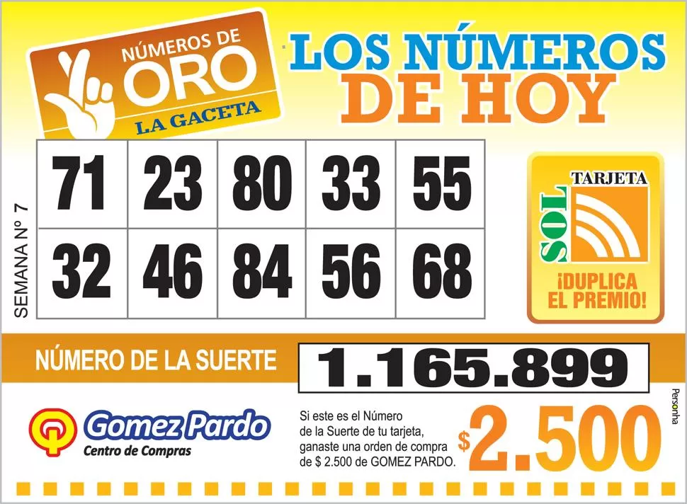 Los Números de Oro de LA GACETA