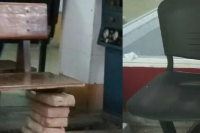 El Ministerio de Salud aclaró que la foto de un banco sostenido por ladrillos es antigua