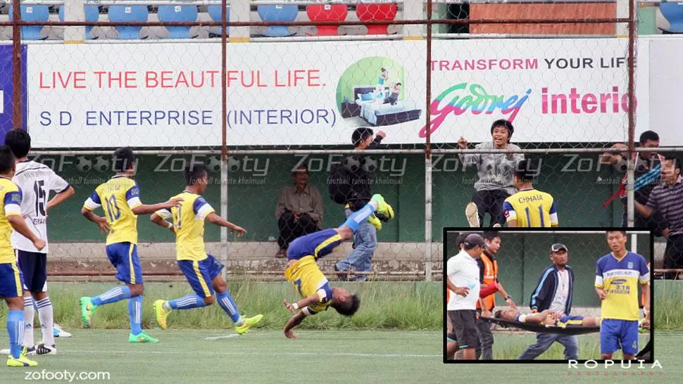 GOLPE. El jugador se fracturó el cuello al caer. FOTO TOMADA DE ZOFOOTY.COM