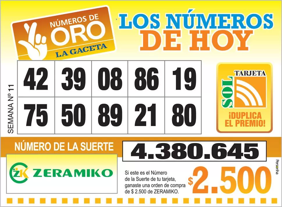 Los Números de Oro de LA GACETA