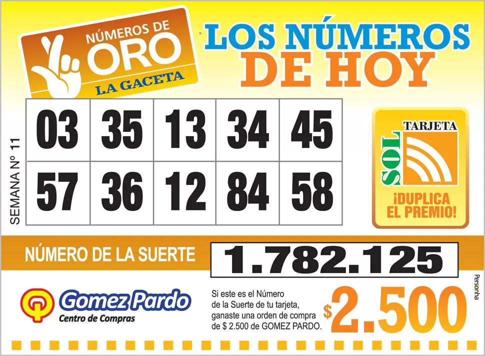 Los Números de Oro de LA GACETA