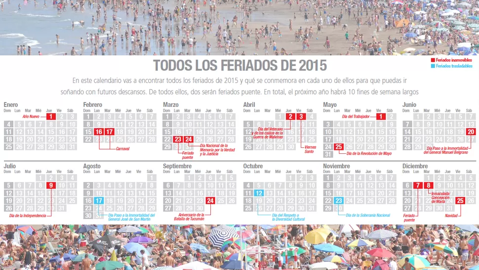 Conocé el calendario de feriados de 2015