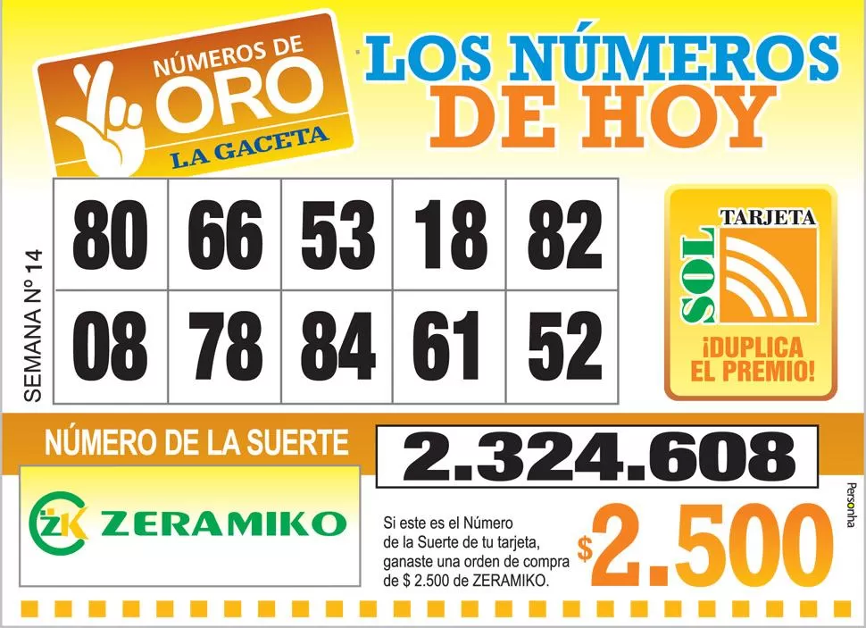 Los Números de Oro de LA GACETA