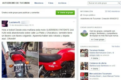 Hallaron una moto robada gracias a un grupo de Facebook