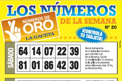 La grilla completa de los Números de Oro de la semana N° 20