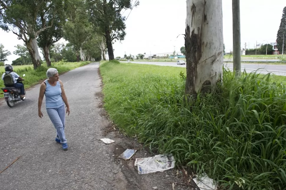 RECORRIDO. Estela Gómez volvió ayer al lugar en el que encontró a su hermano herido, luego de que le robaran. la gaceta / foto de FOTO DE JORGE OLMOS SGROSSO