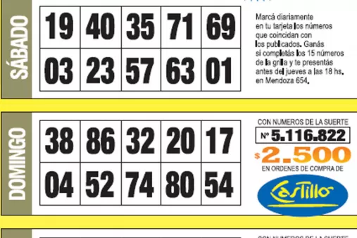 La grilla completa de los Números de Oro de la semana N° 22