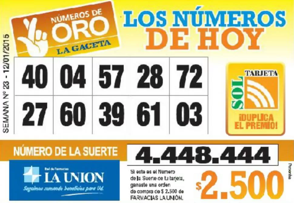 Los Números de Oro de LA GACETA
