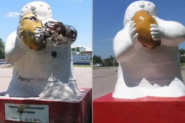 Desconocidos dañaron el monumento al sánguche de milanesa