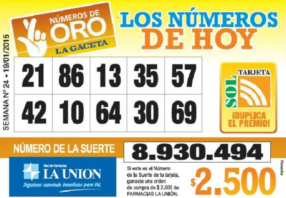 Los Números de Oro de LA GACETA