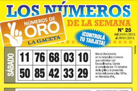 La grilla completa de los Números de Oro de la semana N° 25