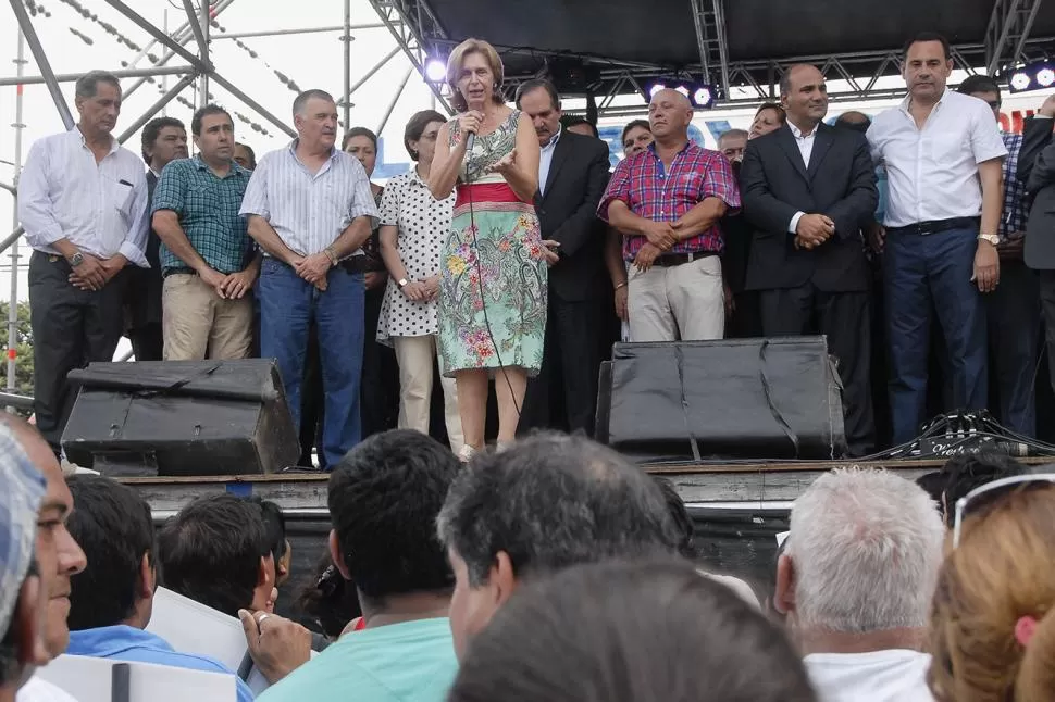 ANTE LOS “COMPAÑEROS”. Rojkés, en un acto reciente, brinda un discurso ante su esposo y dirigentes del PJ. la gaceta / archivo