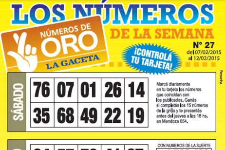 La grilla completa de los Números de Oro de la semana N° 27