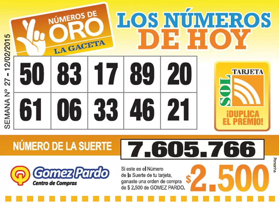 Los Números de Oro de LA GACETA