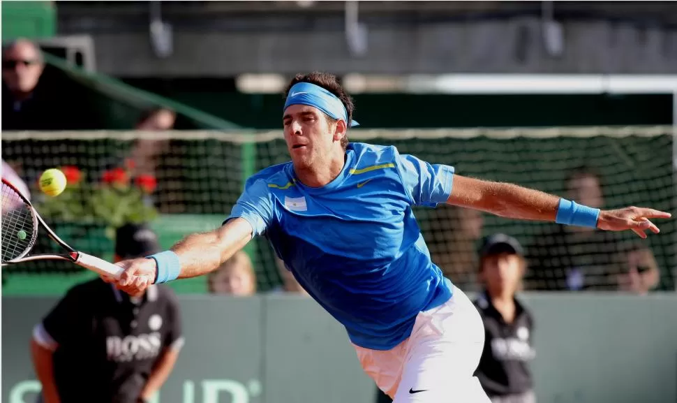 POR EL PAÍS. Del Potro jugó 10 series del torneo por equipos y posee un historial de 12-4, todos en singles. Su debut fue en 2007 cuando en Austria ganó el cuarto partido que le dio la victoria a Argentina. dyn (archivo)