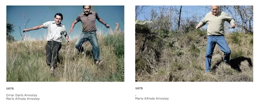 DISTINTOS TIEMPOS. Gustavo Germano toma una fotografía de una época y luego la reproduce, pero con la ausencia de uno de los retratados, que es el desaparecido. 