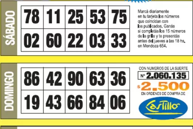 La grilla completa de los Números de Oro de la semana N° 29