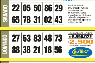 La grilla completa de los Números de Oro de la semana N° 30