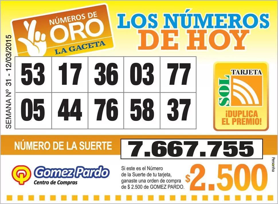 Los Números de Oro de LA GACETA