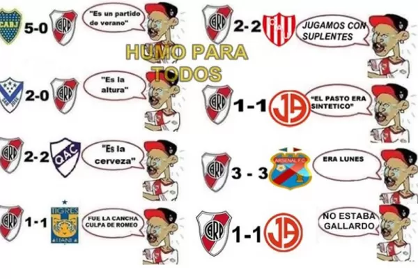 En Boca celebran con afiches el mal momento de River en la Copa