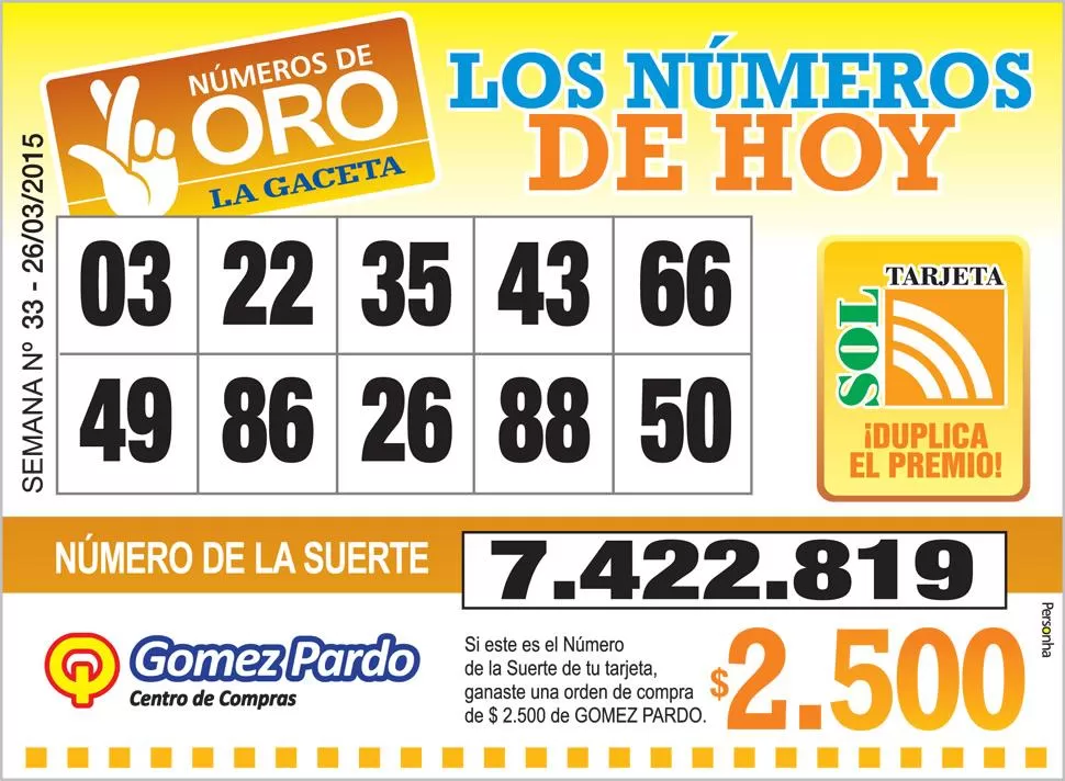 Los Números de Oro de LA GACETA