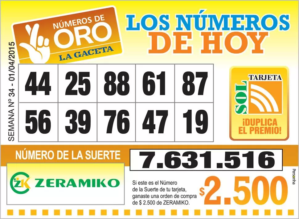 Los Números de Oro de LA GACETA