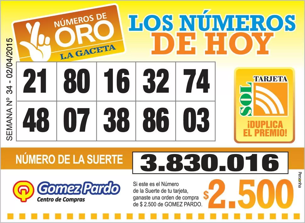 Los Números de Oro de LA GACETA