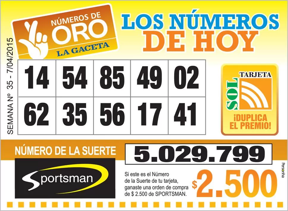 Los Números de Oro de LA GACETA